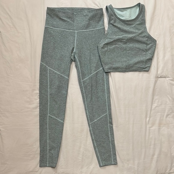 JoyLab Tops - Light blue Athletic Leggings and Crop Top Set
